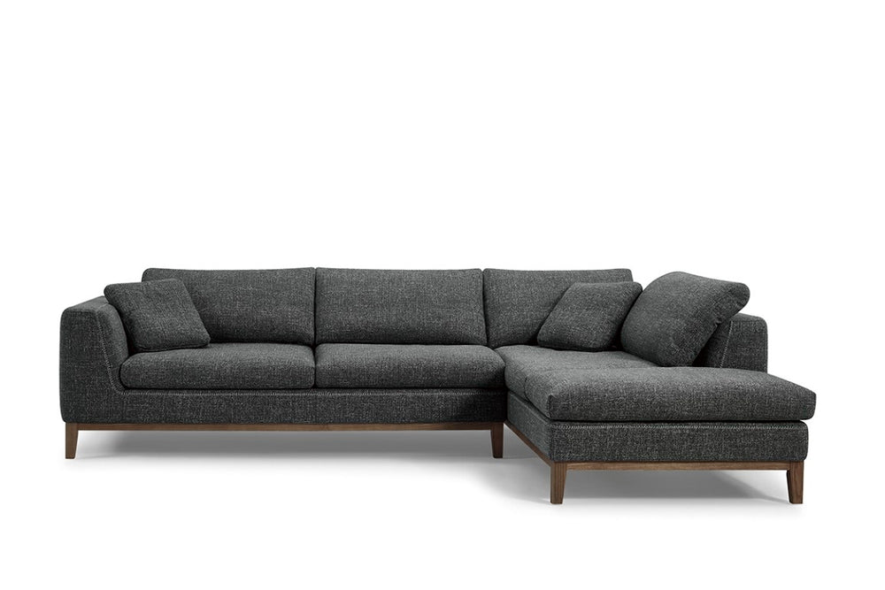 VIG Furniture Hickman Dark Grey Right-Facing Sectional Sofa With Removable Cushions, Wooden Legs, Modern L-Shape VGMB-C005-GRY