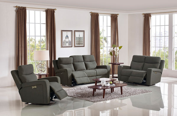 VIG Furniture Shaw Grey Fabric Electric Recliner Chair With Power Recline, Adjustable Headrest, Durable Upholstery VGMB-R056-GRY-CHR