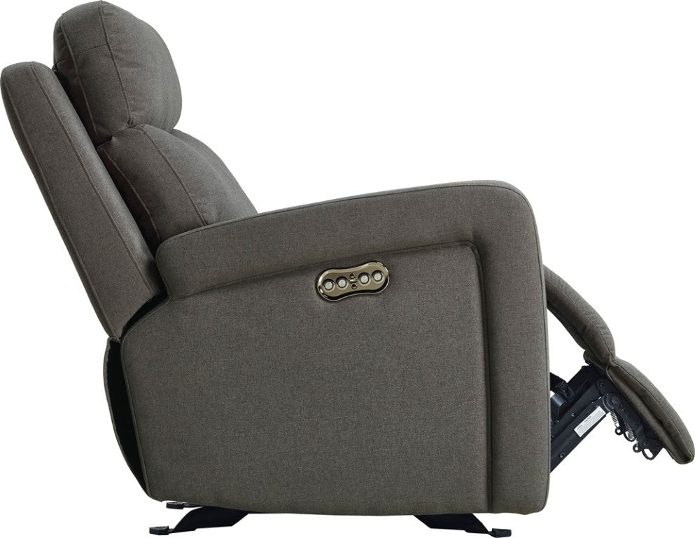 VIG Furniture Shaw Grey Fabric Electric Recliner Chair With Power Recline, Adjustable Headrest, Durable Upholstery VGMB-R056-GRY-CHR