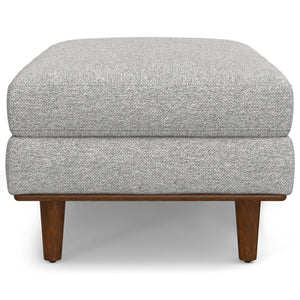 English Elm Morrison Large Rectangular Ottoman In Mist Grey Fabric - Versatile Mid-Century Modern Design & Comfort B136P159950