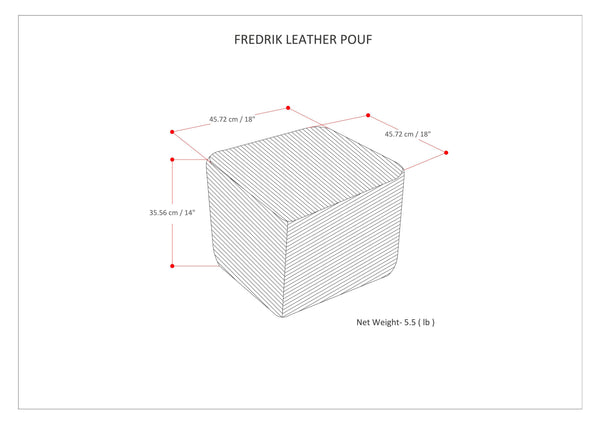 English Elm Fredrik Square Pouf - Stylish Black Buffalo Leather Accent Seat For Comfort & Versatile Use B136P159285
