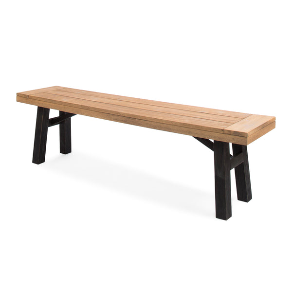 English Elm Outdoor Acacia Hardwood Slat Bench Set of Two for Patio Garden Dining Use 56702.00