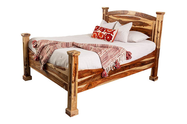 Porter Designs Porter Taos Solid Sheesham Wood Queen Bed – Rustic Charm For A Cozy, Refined Bedroom Retreat Natural Wood 04-196-14-9047n-kit