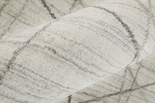 Feizy Rugs Whitton Handwoven Wool & Viscose Abstract Rug | Modern Industrial Design For Stylish Interiors Ivory,Gray Viscose,Wool Wtn8894fivychlp00