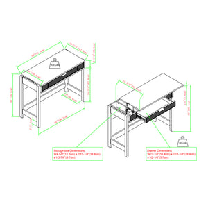 Holmes Modern Lift Top Standing Desk with Reeded Drawer Coastal Oak WEHOL42OS2CO0 Walker Edison