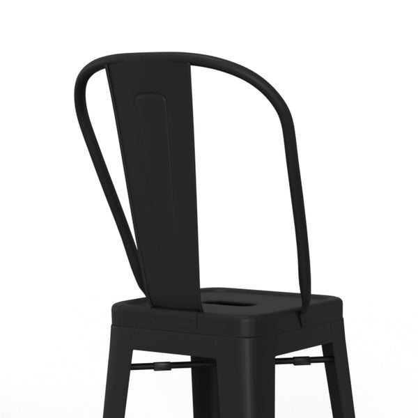 English Elm Fletcher 30" Industrial Metal Bar Stool Set Of 2 - Black Ergonomic Design For Bars & Kitchens B136P158662