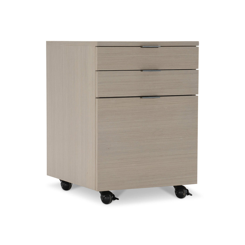 Bernhardt Bernhardt Axiom File Cabinet - 3-Drawer Mobile Storage, Linear Grey Woodgrain, Sleek Metal Hardware (24.5"H) D13504