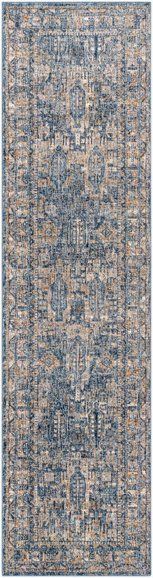 Livabliss Mirabel Medallion Machine Woven Polyester Area Rug with Fringe for Living Dining Rooms Dark Blue, Deni 2'7" x 10' MBE2301-2710
