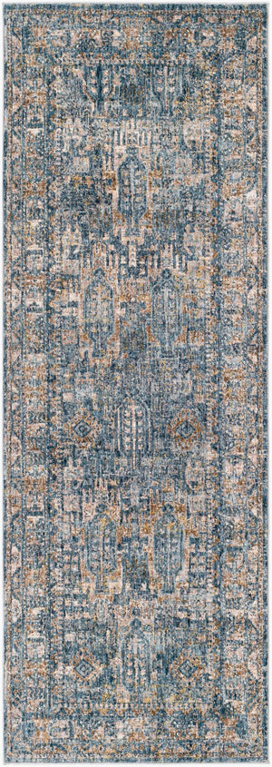 Livabliss Mirabel Medallion Machine Woven Polyester Area Rug with Fringe for Living Dining Rooms Dark Blue, Deni 2'7" x 7'3" MBE2301-2773