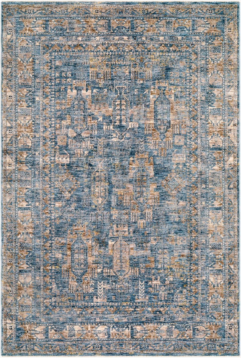 Livabliss Mirabel Medallion Machine Woven Polyester Area Rug with Fringe for Living Dining Rooms Dark Blue, Deni 2'7" x 3'11" MBE2301-274