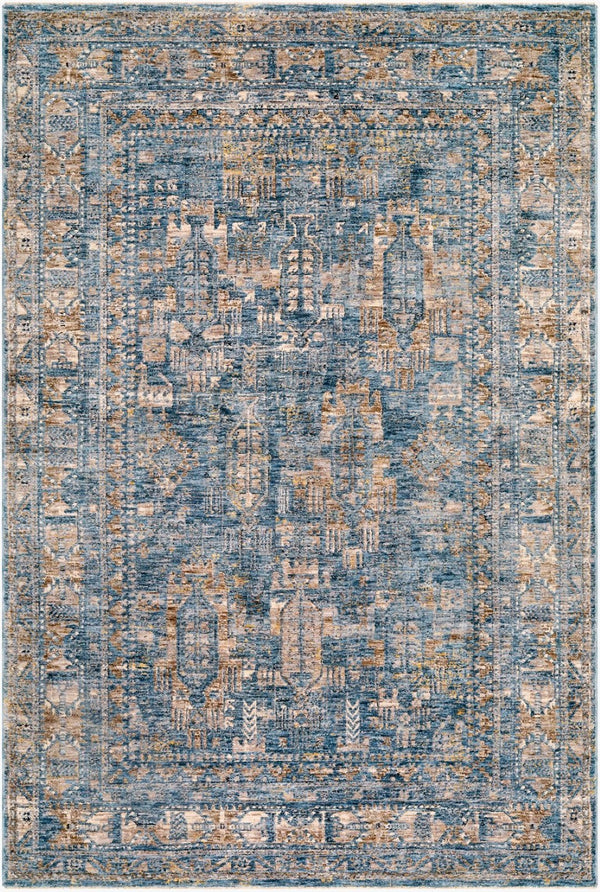 Livabliss Mirabel Medallion Machine Woven Polyester Area Rug with Fringe for Living Dining Rooms Dark Blue, Deni 2'7" x 3'11" MBE2301-274