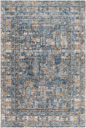 Livabliss Mirabel Medallion Machine Woven Polyester Area Rug with Fringe for Living Dining Rooms Dark Blue, Deni 5' x 7'5" MBE2301-575