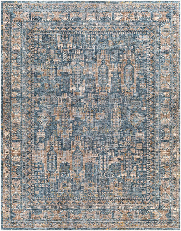 Livabliss Mirabel Medallion Machine Woven Polyester Area Rug with Fringe for Living Dining Rooms Dark Blue, Deni 7'10" x 10'2" MBE2301-710103