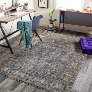 Livabliss Mirabel Medallion Machine Woven Polyester Area Rug with Fringe for Living Dining Rooms Dark Blue, Deni 7'10" x 10'2" MBE2301-710103
