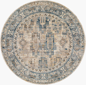 Livabliss Mirabel Traditional Polyester Area Rug Turkey Woven for Formal Living and Dining Rooms Dark Blue, Deni 6'7" x 6'7" MBE2302-67RD