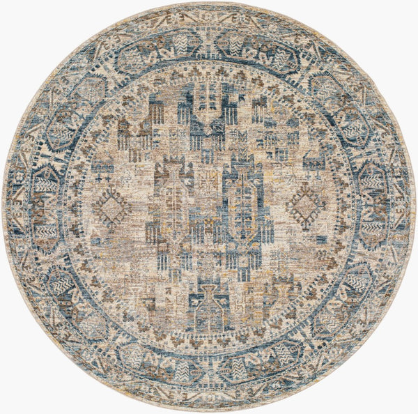 Livabliss Mirabel Traditional Polyester Area Rug Turkey Woven for Formal Living and Dining Rooms Dark Blue, Deni 6'7" x 6'7" MBE2302-67RD