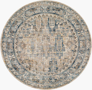 Livabliss Mirabel Traditional Polyester Area Rug Turkey Woven for Formal Living and Dining Rooms Dark Blue, Deni 7'10" x 7'10" MBE2302-710RD