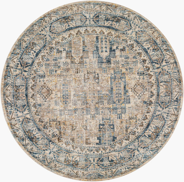 Livabliss Mirabel Traditional Polyester Area Rug Turkey Woven for Formal Living and Dining Rooms Dark Blue, Deni 7'10" x 7'10" MBE2302-710RD
