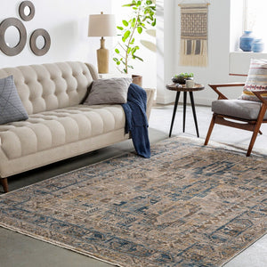 Livabliss Mirabel Traditional Polyester Area Rug Turkey Woven for Formal Living and Dining Rooms Dark Blue, Deni 6'7" x 6'7" MBE2302-67RD