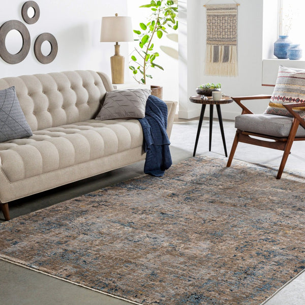 Livabliss Mirabel Machine Woven Polyester Area Rug with Fringe Mid Century Modern Living Room Dark Blue, Deni 2'7" x 3'11" MBE2303-274