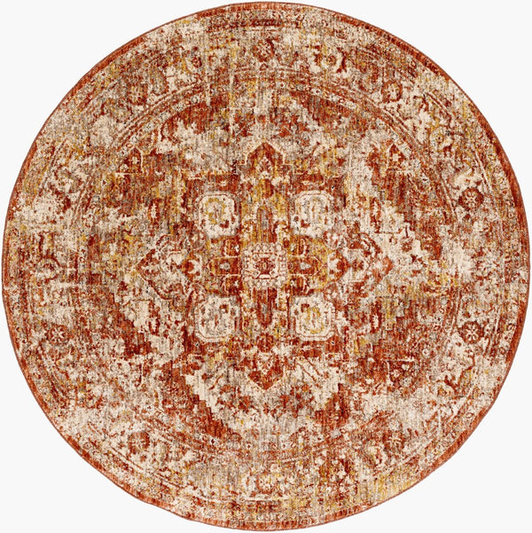 Livabliss Mirabel Turkish Machine Woven Polyester Area Rug with Traditional Pattern for Living Rooms Dusty Coral, Ru 5'3" x 5'3" MBE2304-53RD