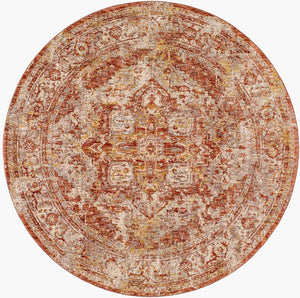 Livabliss Mirabel Turkish Machine Woven Polyester Area Rug with Traditional Pattern for Living Rooms Dusty Coral, Ru 6'7" x 6'7" MBE2304-67RD