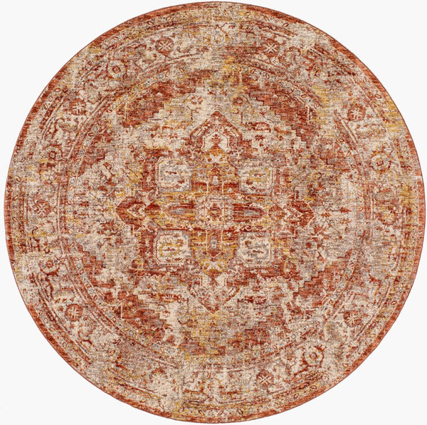 Livabliss Mirabel Turkish Machine Woven Polyester Area Rug with Traditional Pattern for Living Rooms Dusty Coral, Ru 6'7" x 6'7" MBE2304-67RD
