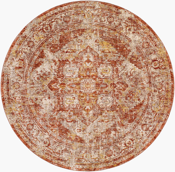Livabliss Mirabel Turkish Machine Woven Polyester Area Rug with Traditional Pattern for Living Rooms Dusty Coral, Ru 7'10" x 7'10" MBE2304-710RD