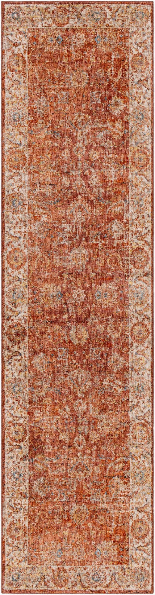 Livabliss Mirabel Traditional Fringe Area Rug Polyester Woven in Turkey for Living Rooms Rust, Dusty Pin 2'7" x 10' MBE2307-2710