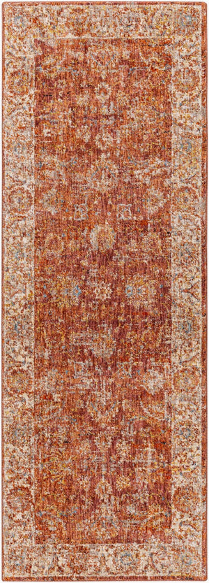 Livabliss Mirabel Traditional Fringe Area Rug Polyester Woven in Turkey for Living Rooms Rust, Dusty Pin 2'7" x 7'3" MBE2307-2773