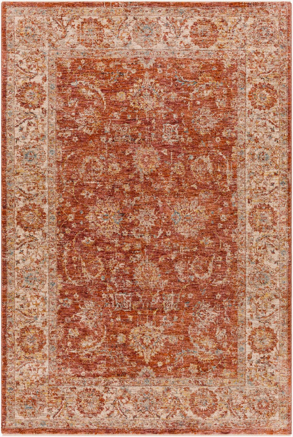 Livabliss Mirabel Traditional Fringe Area Rug Polyester Woven in Turkey for Living Rooms Rust, Dusty Pin 9' x 12'2" MBE2307-9122