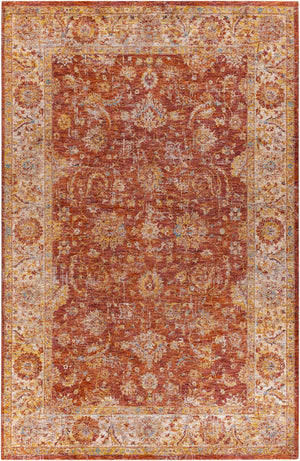 Livabliss Mirabel Traditional Fringe Area Rug Polyester Woven in Turkey for Living Rooms Rust, Dusty Pin 6'7" x 9'6" MBE2307-6796