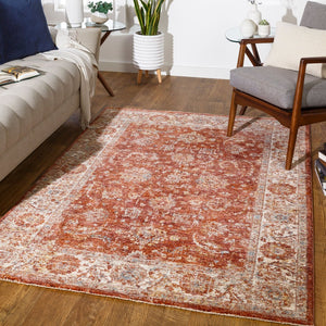 Livabliss Mirabel Traditional Fringe Area Rug Polyester Woven in Turkey for Living Rooms Rust, Dusty Pin 9' x 12'2" MBE2307-9122