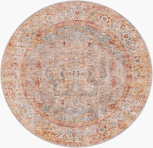 Livabliss Mirabel Turkish Inspired Polyester Area Rug with Fringe Borders for Large Living Rooms Teal, Pale Blue 5'3" x 5'3" MBE2310-53RD