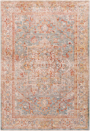 Livabliss Mirabel Turkish Inspired Polyester Area Rug with Fringe Borders for Large Living Rooms Teal, Pale Blue 2' x 2'11" MBE2310-23