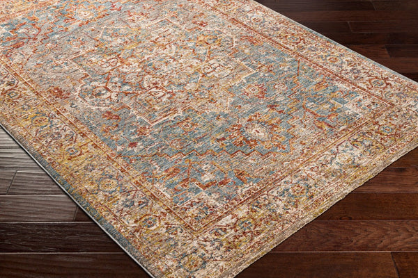 Livabliss Mirabel Turkish Inspired Polyester Area Rug with Fringe Borders for Large Living Rooms Teal, Pale Blue 2' x 2'11" MBE2310-23
