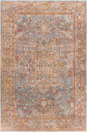 Livabliss Mirabel Turkish Inspired Polyester Area Rug with Fringe Borders for Large Living Rooms Teal, Pale Blue 6'7" x 9'6" MBE2310-6796