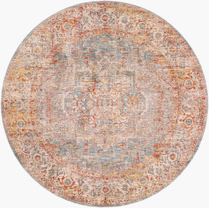Livabliss Mirabel Turkish Inspired Polyester Area Rug with Fringe Borders for Large Living Rooms Teal, Pale Blue 6'7" x 6'7" MBE2310-67RD