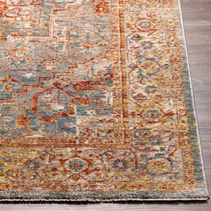 Livabliss Mirabel Turkish Inspired Polyester Area Rug with Fringe Borders for Large Living Rooms Teal, Pale Blue 2' x 2'11" MBE2310-23