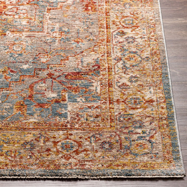 Livabliss Mirabel Turkish Inspired Polyester Area Rug with Fringe Borders for Large Living Rooms Teal, Pale Blue 2' x 2'11" MBE2310-23