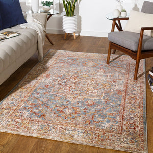 Livabliss Mirabel Turkish Inspired Polyester Area Rug with Fringe Borders for Large Living Rooms Teal, Pale Blue 2' x 2'11" MBE2310-23