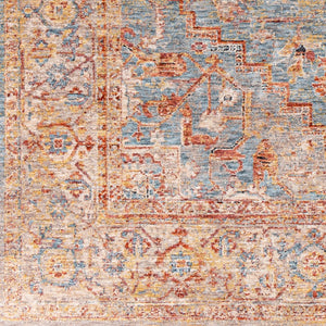 Livabliss Mirabel Turkish Inspired Polyester Area Rug with Fringe Borders for Large Living Rooms Teal, Pale Blue 2' x 2'11" MBE2310-23