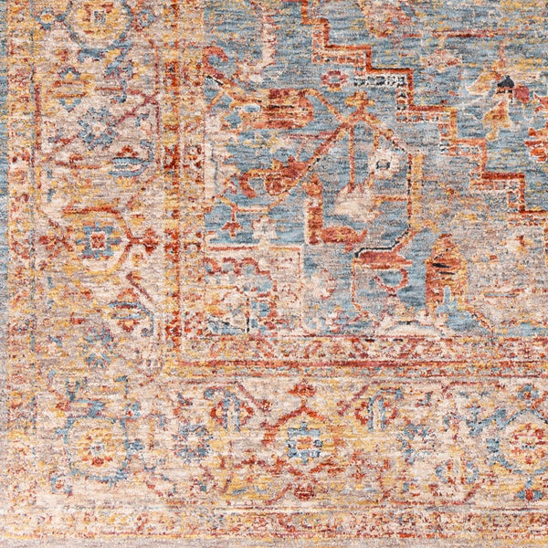 Livabliss Mirabel Turkish Inspired Polyester Area Rug with Fringe Borders for Large Living Rooms Teal, Pale Blue 2' x 2'11" MBE2310-23