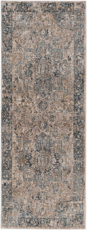 Livabliss Mirabel Medallion Area Rug Turkish Woven Polyester with Fringe Living Room Accent Teal, Pale Blue 2'7" x 7'3" MBE2312-2773
