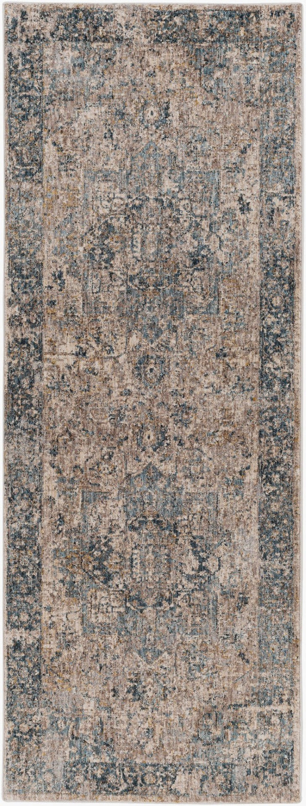 Livabliss Mirabel Medallion Area Rug Turkish Woven Polyester with Fringe Living Room Accent Teal, Pale Blue 2'7" x 7'3" MBE2312-2773