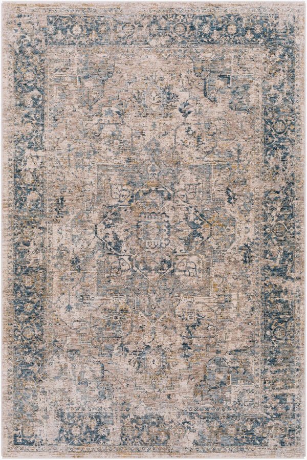Livabliss Mirabel Medallion Area Rug Turkish Woven Polyester with Fringe Living Room Accent Teal, Pale Blue 9' x 12'2" MBE2312-9122