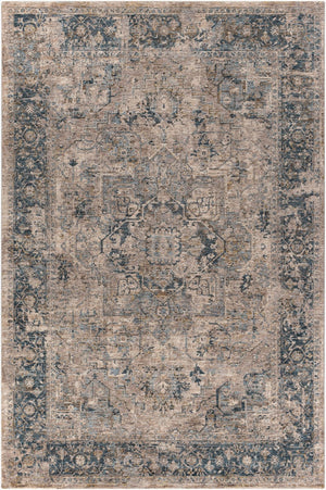 Livabliss Mirabel Medallion Area Rug Turkish Woven Polyester with Fringe Living Room Accent Teal, Pale Blue 6'7" x 9'6" MBE2312-6796