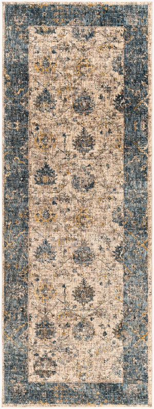 Livabliss Mirabel Traditional Fringe Area Rug Machine Woven in Turkey for Elegant Living Spaces Teal, Pale Blue 2'7" x 10' MBE2313-2710