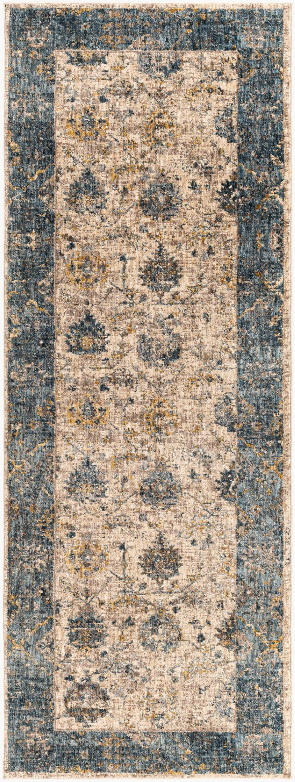 Livabliss Mirabel Traditional Fringe Area Rug Machine Woven in Turkey for Elegant Living Spaces Teal, Pale Blue 2'7" x 10' MBE2313-2710