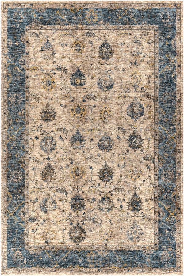 Livabliss Mirabel Traditional Fringe Area Rug Machine Woven in Turkey for Elegant Living Spaces Teal, Pale Blue 6'7" x 9'6" MBE2313-6796